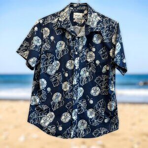 Goodfellow‎ & Co Slim Fit Tropical Shirt Men’s L Navy Print